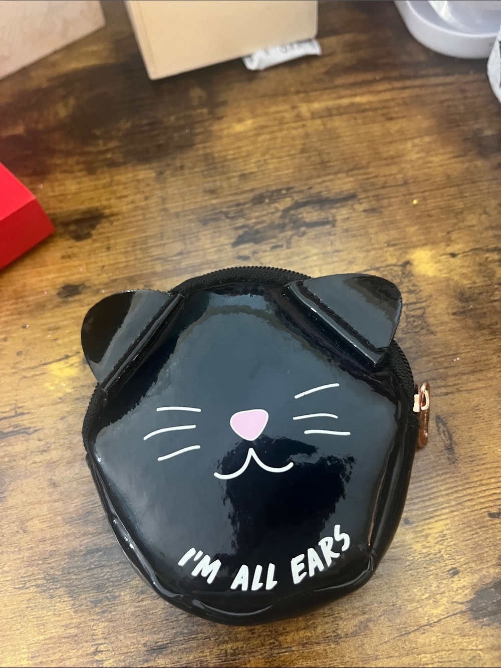 Kids Black Cat Coin Pouch with Pink Nose - I'm All Ears 4